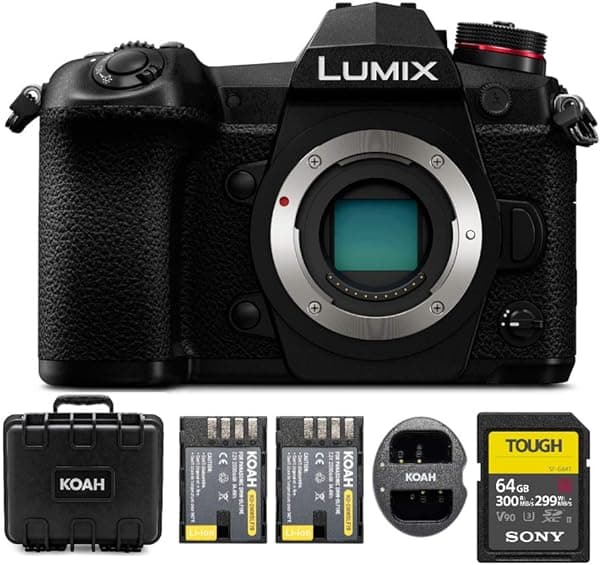 Panasonic Lumix - Cámara digital sin espejo Micro 4/3 (cuerpo) con kit de accesorios (4 artículos) DC-G9KBODY