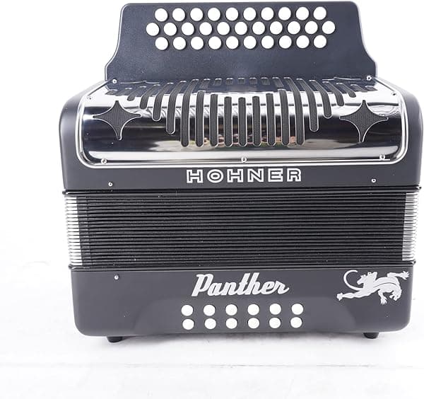 Hohner Panther Acordeón Diatónico de 3 Filas Negro Ideal para Música Mexicana y Tejana 3100FB