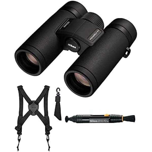 Nikon Monarch M7 - Paquete de binoculares de 10 x 30 con lápiz de lente y arnés (3 artículos) 16764-NIKON_K1
