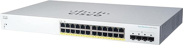 CISCO DESIGNED CBS220-24FP-4G Smart Switch Empresarial | 24 Puertos GE | PoE Completo | 4x1G SFP | Garantía Limitada de Hardware de 3 Años (CBS220-24FP-4G-NA)