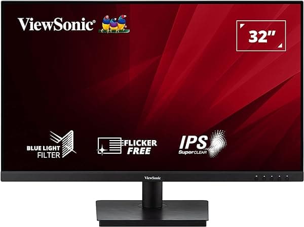 ViewSonic VA3209-MH Monitor 32" Full HD IPS SuperClear 1920x1080 75Hz 4ms Adaptive Sync sin Bordes en 3 Lados con Parlantes, HDMI/VGA, Flicker-Free y Filtro de Luz Azul, VESA