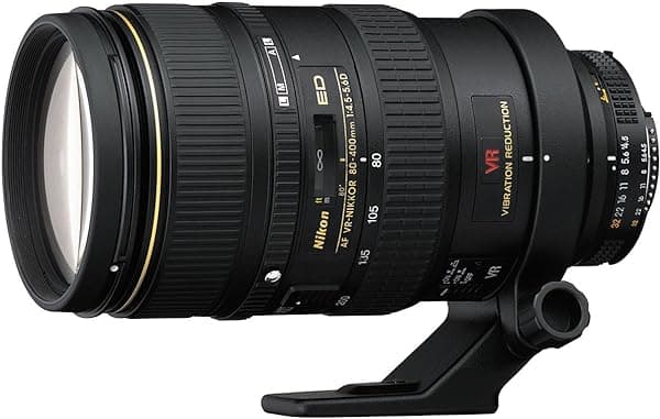 Nikon AF VR Zoom-Nikkor 80-400mm f/4.5-5.6D ED Lente Teleobjetivo Zoom FX Montura F con VR, 17/11 elementos, 3 ED, 9 palas, filtro 77mm (MODELO ANTIGUO) 1996