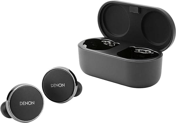 Denon PerL Pro Auriculares Bluetooth, Verdaderos Inalámbricos con Cancelación Activa Adaptativa de Ruido y 8 Micrófonos, Sonido Personalizado con Tecnología Acústica Adaptativa Masimo, Carga Inalámbrica, Batería de 32 Horas de Duración AHC15PLBK