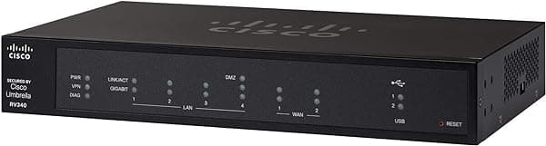 Cisco RV340 Router VPN | 4 Puertos Ethernet Gigabit (GbE) | WAN Dual | Garantía Limitada de Por Vida (RV340-K9-NA)