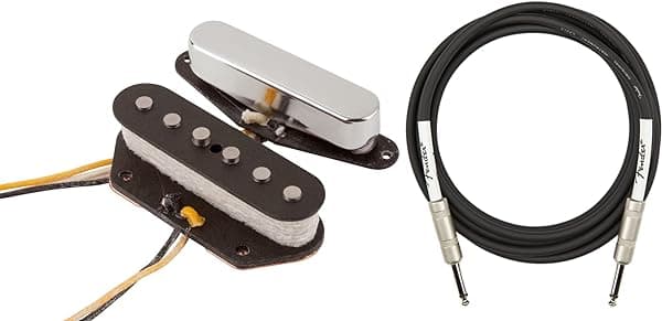 Fender Custom Shop Texas Special Telecaster Pickups - Paquete en Níquel con Cable para Instrumento AUS-0992121000-COMBO-DLX