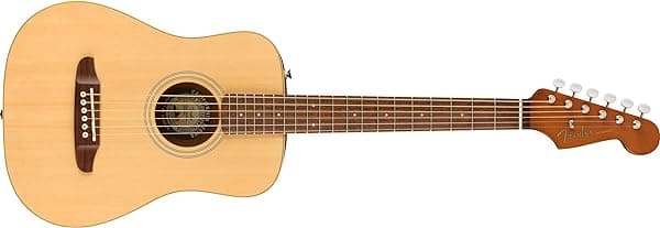 Fender Redondo Mini Guitarra Acústica, con Garantía de 2 Años, Natural, Diapasón de Palisandro, con Funda (Fender 970710121)
