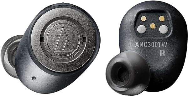 Audio-Technica ATH-ANC300TW QuietPoint Auriculares Inalámbricos Intraurales con Cancelación Activa de Ruido, Negros