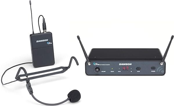 Samson Technologies Concert 88x Sistema Inalámbrico de Diadema con Micrófono de Diadema HS5 (Banda K) (SWC88XBHS5-K), Negro