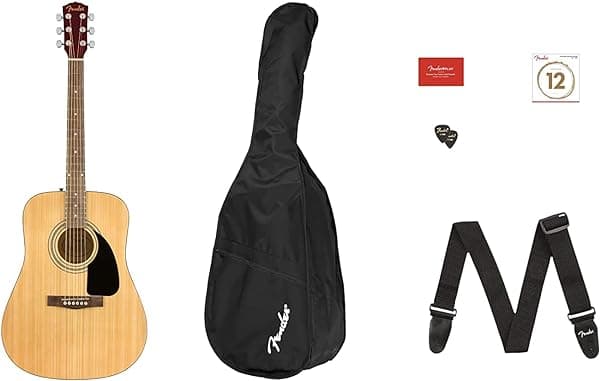 Fender Acoustic Steel-String Guitars, para Diestros, Color Natural, Tamaño Completo (09712107211)