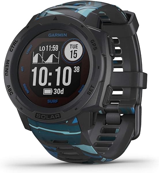 Garmin Instinct Solar Surf, Reloj Inteligente Resistente para Exteriores con Capacidad de Carga Solar, Datos de Mareas y Actividad de Surf Dedicada, Pipeline 010-02293-17