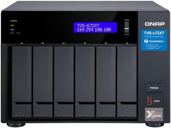 QNAP TVS-672XT NAS de 6 bahías con Thunderbolt 3, 8GB RAM, 10GbE, Ranuras para SSD M.2 PCIe NVMe