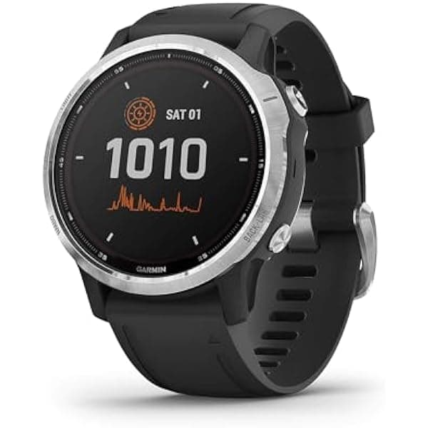 Garmin Fénix 6s Solar Silver Black con Correa Negra de 42mm, Reloj Inteligente Multideporte Premium con GPS Integrado, WiFi y Bluetooth 010-02409-00