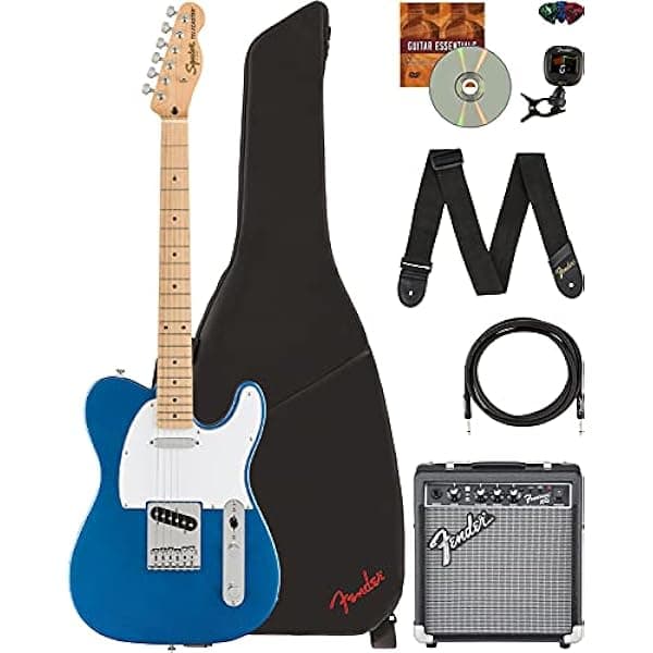 Fender Squier Affinity Telecaster, Arce - Lake Placid Blue, Paquete con Amplificador Frontman 10G, Funda, Cable para Instrumento, Afinador, Correa, Púas y DVD Instructivo de Austin Bazaar 378202502