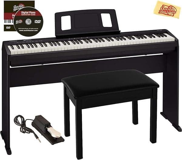 Roland FP-10 Piano Digital, incluye Soporte KSC-70, Banco, Pedal de Sustain, Libro, DVD, Lecciones Online y Paño de Limpieza