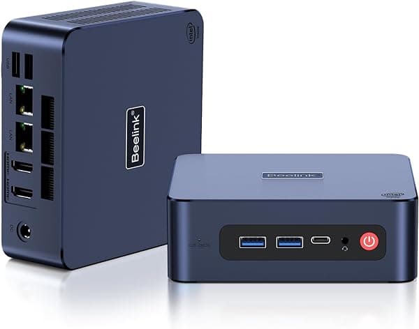 Beelink U59 Pro Mini PC, PC de Escritorio Miniatura de 11.ª Generación Intel Celeron N5105 (4C/4T, Hasta 2.9GHz), 16GB de RAM DDR4, SSD de 500GB, Soporta 4K@60Hz/Display Triple/WiFi6/BT5.2/Type-C/Doble LAN/Hogar/Oficina