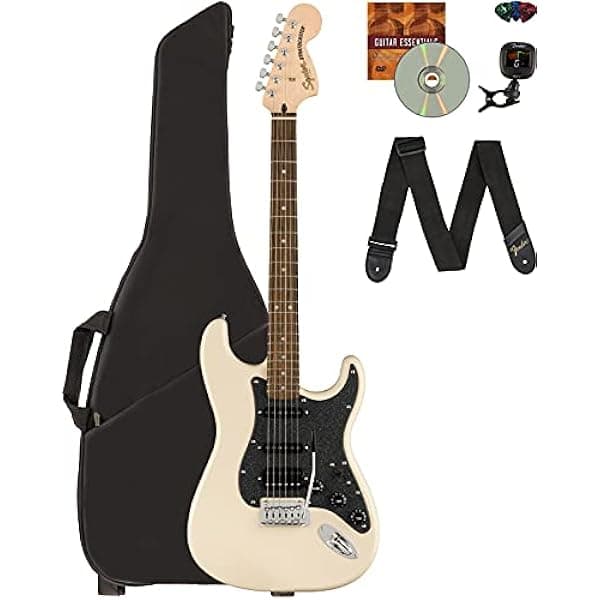 Fender Squier Affinity Stratocaster HSS Edición Limitada - Blanco Olímpico con Paquete que Incluye Funda, Afinador, Correa, Púas y DVD Instructivo de Austin Bazaar 378002506