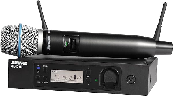 Shure GLXD24R/B87A Sistema de Micrófono con Receptor de Montaje en Rack GLXD4R y Transmisor de Mano GLXD2 con Cápsula de Micrófono Vocal BETA87A GLXD24R/B87A-Z2