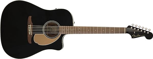 Fender Redondo Player Guitarra Acústica con Garantía de 2 Años, Color Negro Jetty, Diapasón de Nogal. 970713506