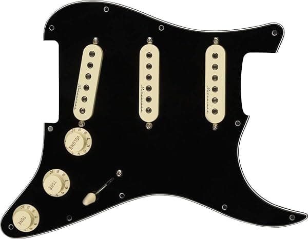 Fender Hot Noiseless Prewired Stratocaster Pickguard - Golpeador Pre-cableado de 3 Capas Negro 992346506