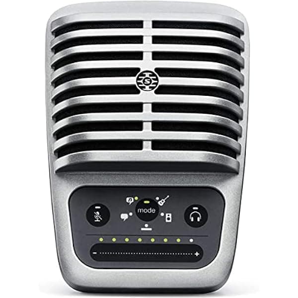 Shure MV51 - Micrófono Condensador de Diafragma Grande Digital con Cables USB, Lightning y USB-C - 5 Modos Preestablecidos DSP (Voz, Canto, Plano, Instrumento Acústico, Sonido Fuerte) MV51-DIG