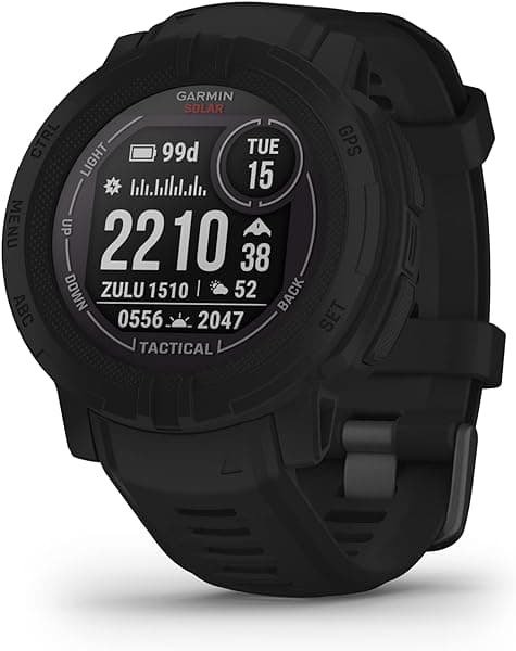 Garmin Instinct 2 Solar, Edición Táctica, Reloj GPS para Exteriores, Capacidad de Carga Solar, Soporte Multi-GNSS, Ruta de Regreso Tracback, Negro 010-02627-13