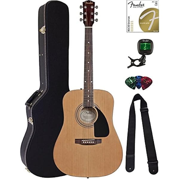 Fender FA-115 Dreadnought Guitarra Acústica - Paquete Natural con Estuche Rígido, Afinador, Cuerdas, Correa y Puas AUS-0971110421-COMBO-FGPAC3