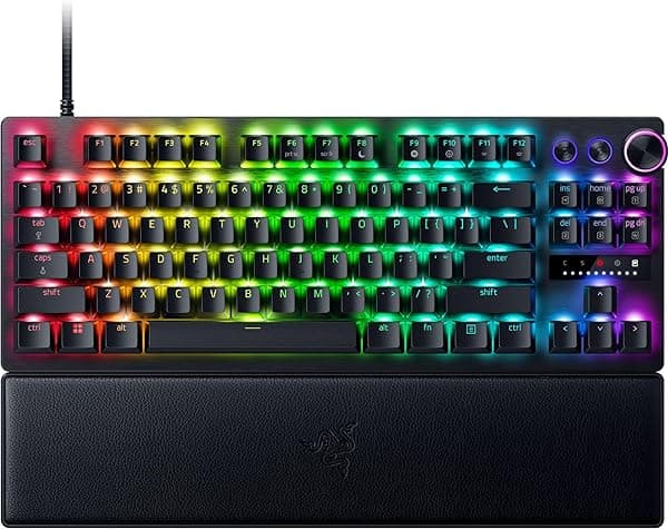 Razer Huntsman V3 Pro TKL Teclado para Gaming: Interruptores Ópticos Analógicos con Respuesta Rápida y Activación Ajustable - Teclas Multimedia y Dial - Keycaps Doubleshot PBT - Placa Superior de Aluminio - Reposamuñecas RZ03-04980200-R3U1