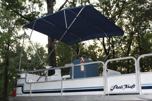 Vortex Navy Blue Pontoon/Deck Boat 4 Bow Bimini Top 8' de Largo, 97-103" de Ancho, 54" de Alto, Kit Completo, Estructura, Toldo y Herrajes de Vortex BIMINI.8.97103.NAVY