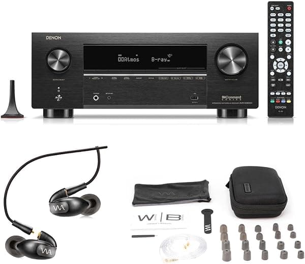 Denon AVR-X3800H Receptor AV de red 8K de 9.4 canales con auriculares intrauditivos W80-V3