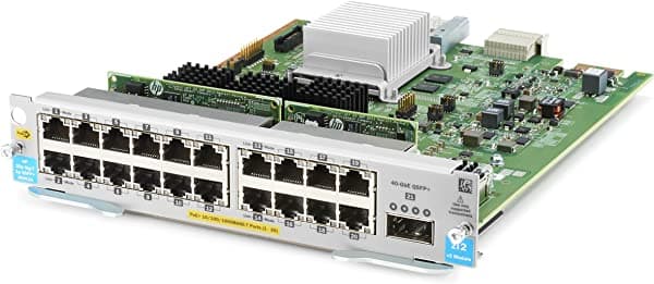 Módulo HP J9992A HPE de 20 puertos 10/100/1000BASE-T PoE+ MACsec/1 puerto 40GbE QSFP+ v3 zl2