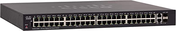 Cisco SG250-50HP switch inteligente con 50 puertos Gigabit Ethernet (GbE), 48 puertos Gigabit Ethernet RJ45 y 2 puertos combinados SFP Gigabit Ethernet más PoE de 192 W, garantía limitada de por vida SG250-50HP-K9-NA
