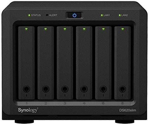 Servidor NAS iSCSI Synology DiskStation DS620slim con Intel Celeron hasta 2.5GHz CPU, 6 GB de memoria, 6 TB (6 x 1 TB) SSD de almacenamiento, sistema operativo DSM ASIOC15