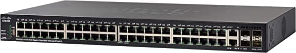 Cisco SG350X-48 - Switch administrado apilable con 48 puertos Gigabit Ethernet (GbE), 2 combo de 10G + 2 SFP+, garantía limitada de por vida