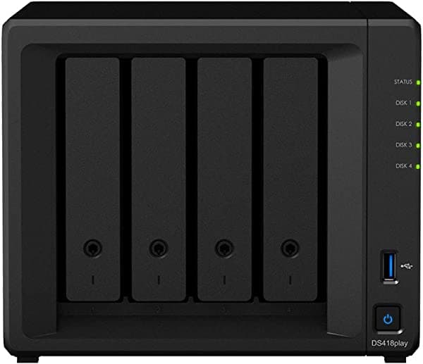 Synology DiskStation DS418play Mini servidor NAS de escritorio, Intel Celeron J3355 de doble núcleo, 6 GB DDR3L RAM, 32 TB HDD, software DSM ASISP88
