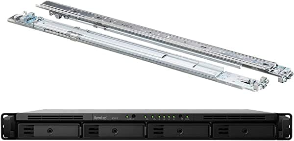 Synology RackStation RS819 Conjunto de servidor NAS con montaje en rack compacto con kit de riel, Realtek RTD1296 Quad-Core, 2GB DDR4 Synology SDRAM, SSD de 4 TB, Synology DSM Software
