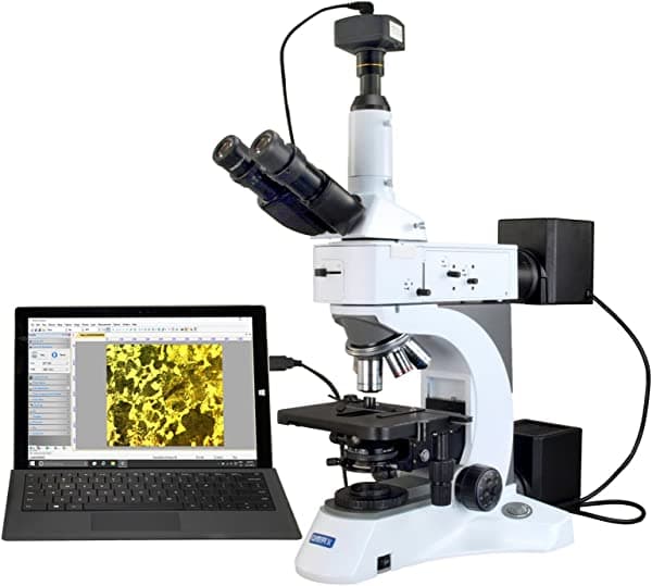 Omax metalúrgico infinity Darkfield polarizador microscopio 50 X -1500 X + Mpx Cámara USB M838TRMD-C140U