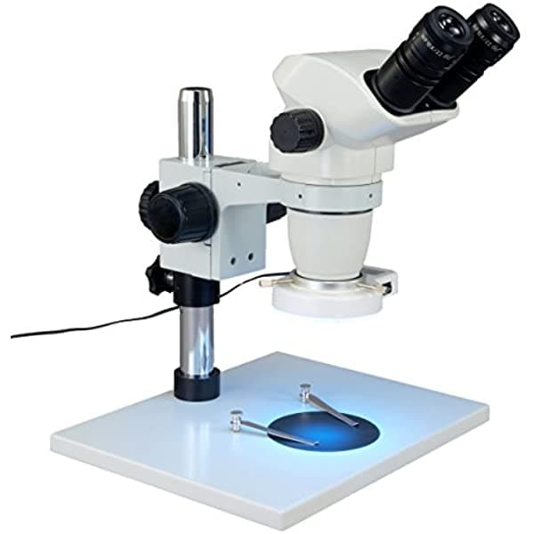 OMAX microscopio estéreo binocular con zoom 6.7X-45X con anillo de luz de 56 LED W42DPT-L56P