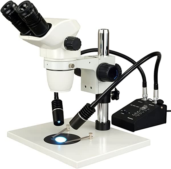 OMAX microscopio estéreo binocular con zoom 6.7X-45X con luz LED doble de 6 W W42DPT-L3WLED