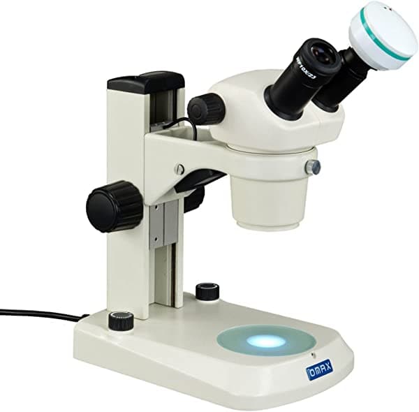 Omax Microscopio Estéreo 20 x -40 x Binocular con doble luces LED y 2.0 MP cámara USB K2224-C20C