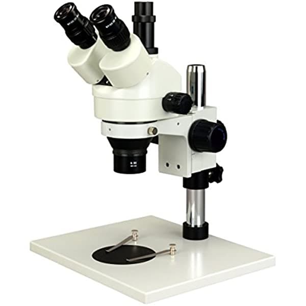 OMAX 3.5X-45X Zoom Trinocular Stereo Microscopio con Soporte de Mesa de Metal + 0.5X Lente Auxiliar W43APT-D5