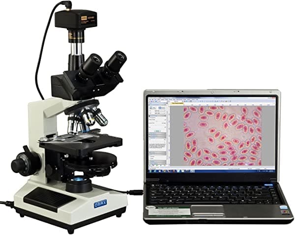 OMAX 40X-2000X microscopio compuesto trinocular de contraste de fase LED con camara USB de 14 MP M837SL-PHB3-C140U
