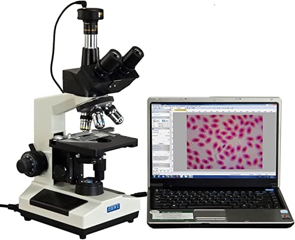 OMAX 40X-2000X microscopio compuesto trinocular de contraste de fase LED + camara de 5 MP M837SL-PHD-C50U