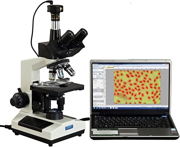 OMAX 40X-2000X microscopio compuesto trinocular de contraste de fase LED + camara de 3 MP M837SL-PHD-C30U