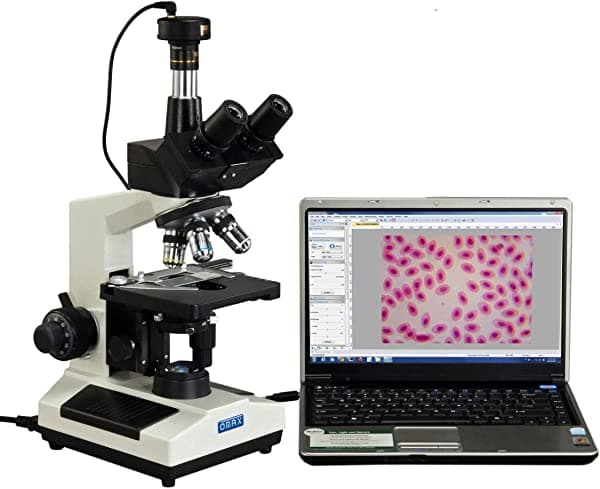 OMAX 40X-2000X microscopio compuesto trinocular de contraste de fase LED + camara de 2 MP M837SL-PHD-C20U