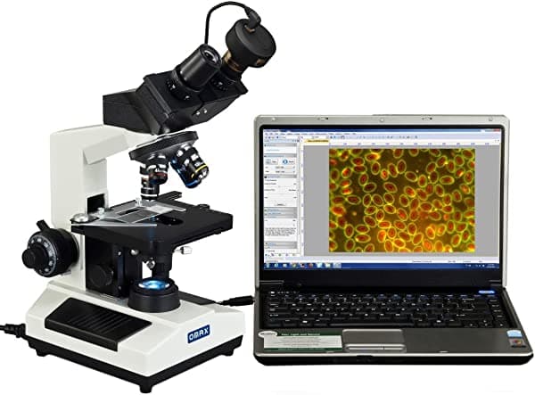 Omax 40 x -2000 X Binocular Aceite Darkfield compuesto Microscopio con luz LED reemplazable y con cámara de 5 MP M827SL-A191BD-C50U