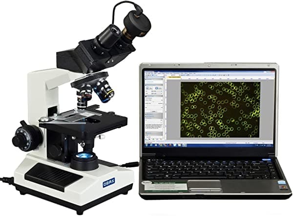 Omax 40 x -2000 X Binocular seco Darkfield compuesto Microscopio con luz LED reemplazable y con 3 MP cámara M827SL-A191-C30U