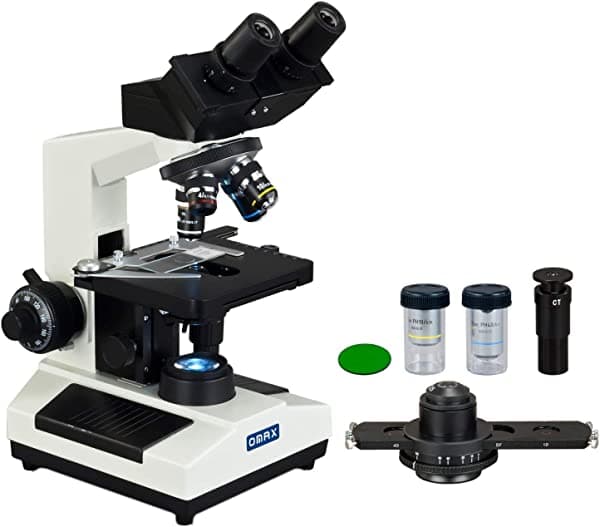 OMAX 40X-2000X microscopio compuesto binocular de laboratorio LED con kit de contraste de fase M827SL-PHC2