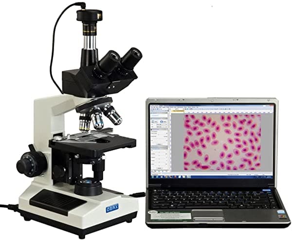 OMAX 40X-2000X microscopio compuesto trinocular de contraste de fase LED + camara de 9 MP M837SL-PHD-C90U