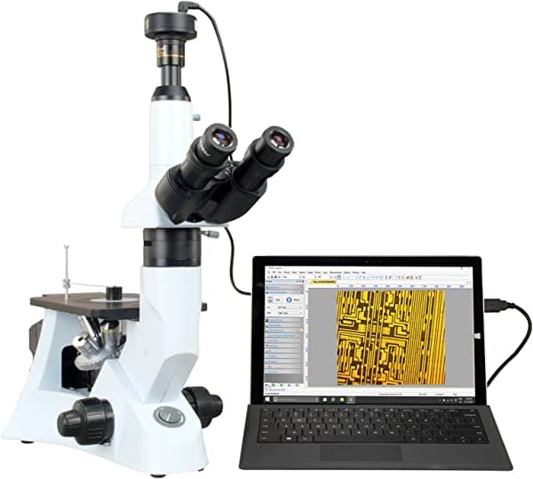 Omax invertida infinity - Microscopio metalúrgico 40 x -400 x con 10 MP Cámara USB M8300MINV-C100U