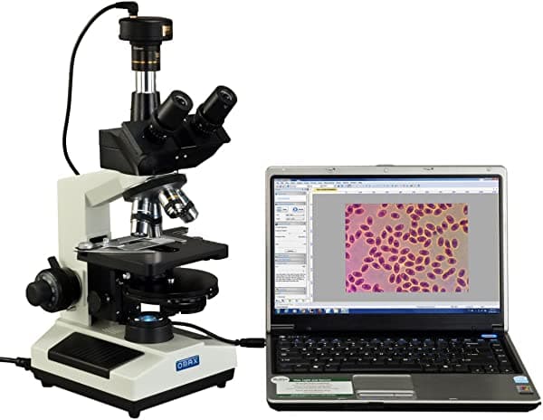 OMAX M837ZL-PHB1-C100U - Microscopio Trinocular Compuesto LED de Contraste de Fase 40X-2500X con Cámara Digital 10MP